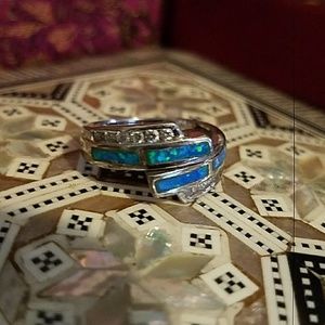Sterling silver blue fire opal handcrafted ring